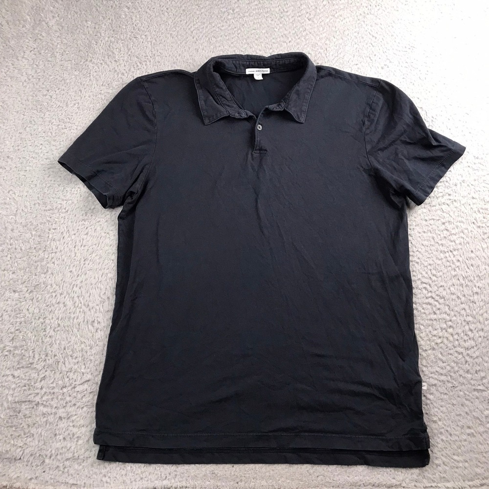 Standard James Perse Sueded Jersey Polo Shirt Mens 3 L Navy Supima Cotton